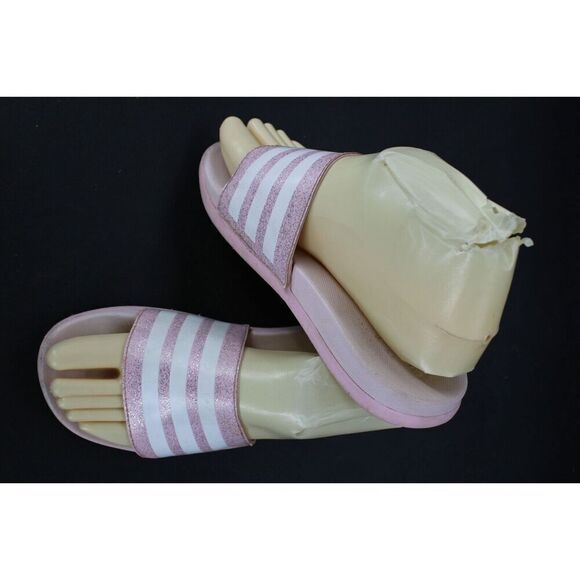 Adidas Girl's Youth Adilette Comfort Slide Sandals Pnk/Wht #FY8834 Size: 2 - Picture 1 of 11